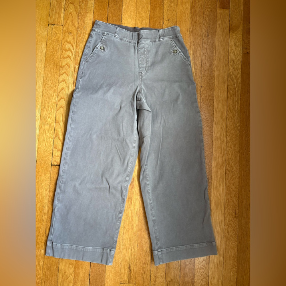Spanx Women's Stretch Twill Cropped Wide
Leg Pants - Gray